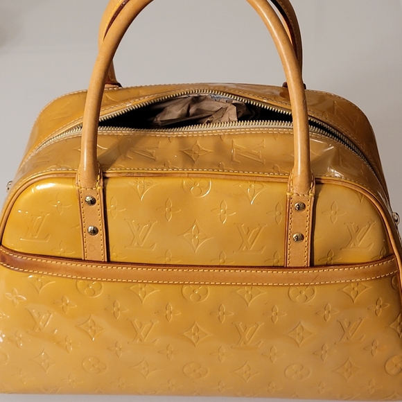 Louis Vuitton Monogram Vernis Yellow Bowling Style Handbag See Pics - Picture 3 of 16